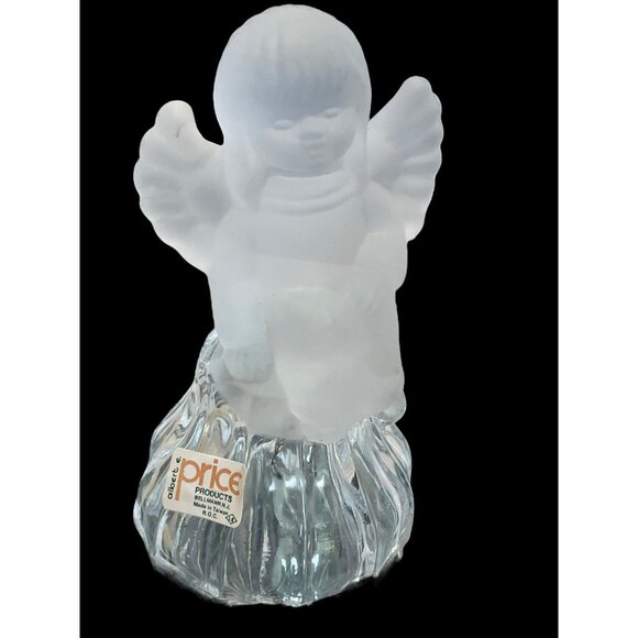 Vintage Albert E. Price Frosted Baby Angel Christmas Holiday Lead Crystal Bell - Picture 3 of 9